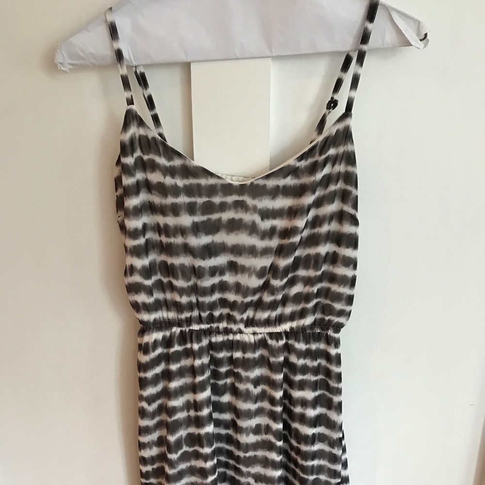 Brown & White Stripe Tie Dye Dress
